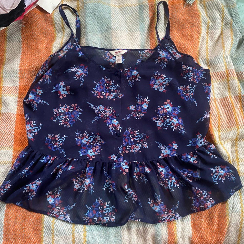 Xxl Arizona sheer floral button tank top